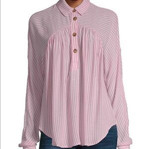 A.n.a red striped long sleeve blouse size M